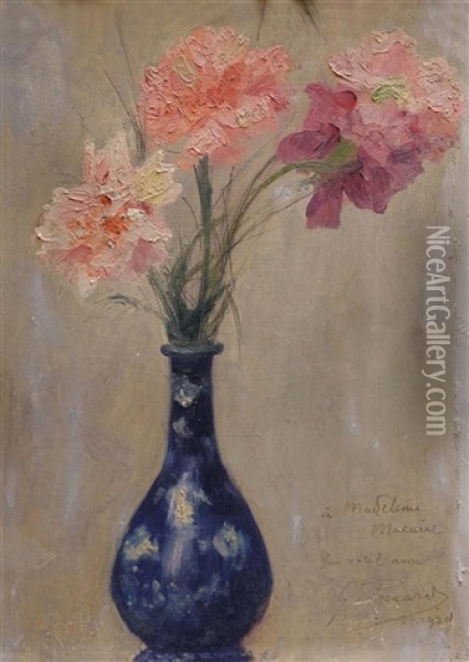 Flowers In A Vase Oil Painting - Georges Picard