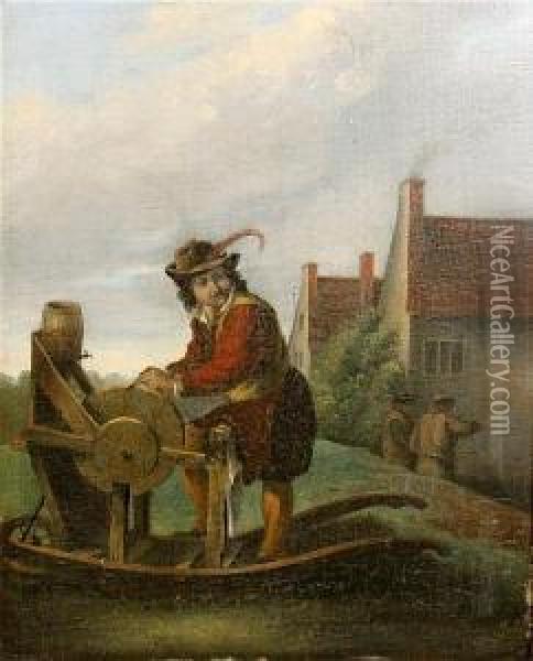 Knife Grinder Oil Painting - David The Younger Teniers