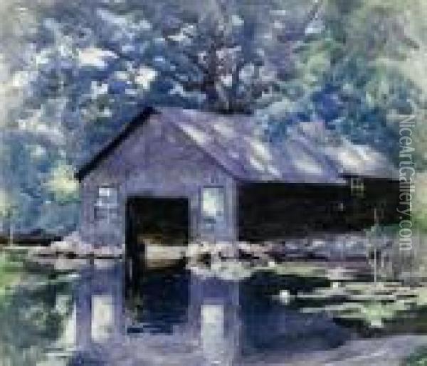 Boat House At Kindar Oil Painting - Francis Campbell Boileau Cadell