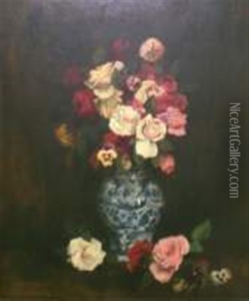 Bouquet De Fleurs Oil Painting - Leon Bonhomme