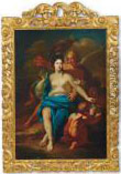 Incoronazione Divina Della Regina Oil Painting - Pierre Le Romain I Mignard