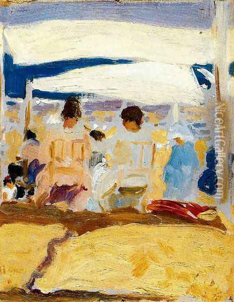 Under the awning (San Sebastian) Oil Painting - Joaquin Sorolla Y Bastida