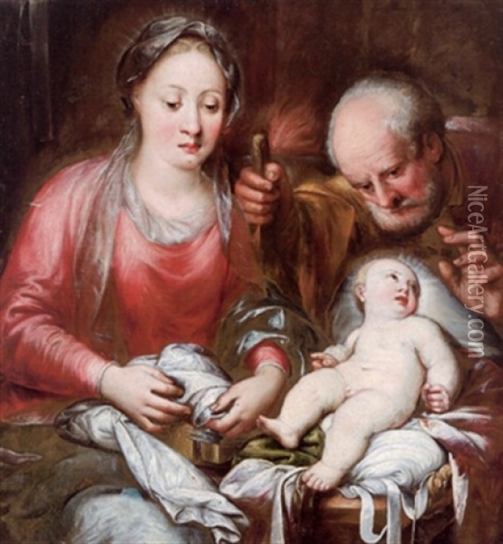 Die Heilige Familie, La Sacra Famiglia Oil Painting - Andrea Celesti