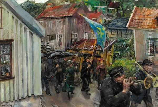 Procession of the Abstemious (Totalistenes søndagsutflukt) Oil Painting - Christian Krohg