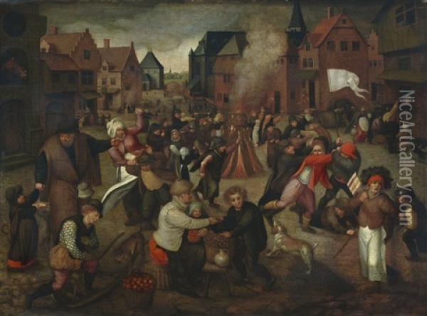 The Feast Of Saint Martin Oil Painting - Marten van Cleve the Elder