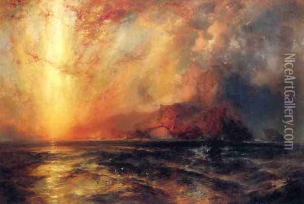 Fiercely the Red Sun Descending, Burned His Way across the Heavens Oil Painting - Thomas Moran