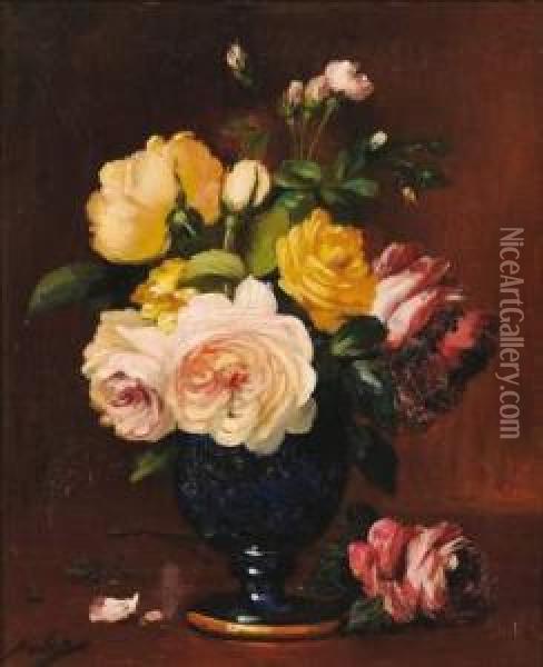 Bouquets De Fleurs Oil Painting - Leon Charles Huber