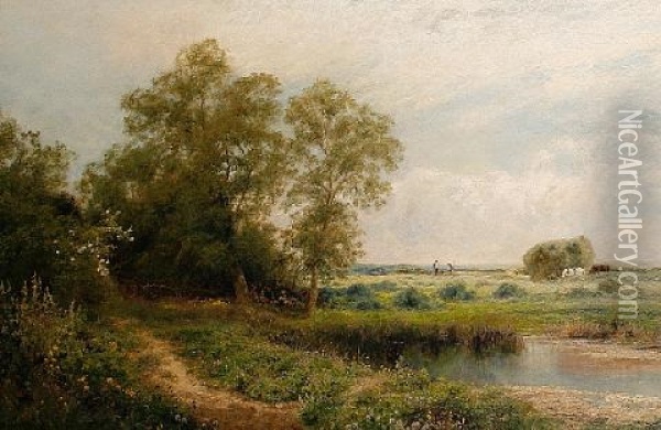 The Hay Field Oil Painting - John Clayton Adams