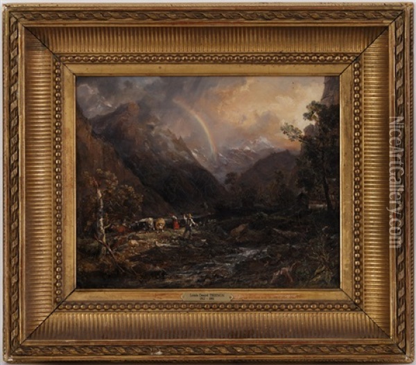 Arc En Ciel Dans La Vallee De Lauterbrunnen Avec La Jungfrau Oil Painting - Louis Desire Thienon
