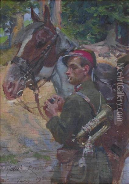 Legionnaire Oil Painting - Wojciech Von Kossak