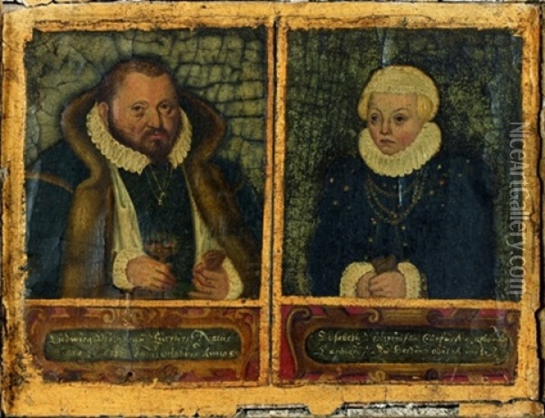 Double Portrait : Ludwig Vi, 1539 - 1583 Et Elisabeth Von Essen, Son Epouse, 1539 - 1582 Oil Painting - Lucas Cranach the Younger