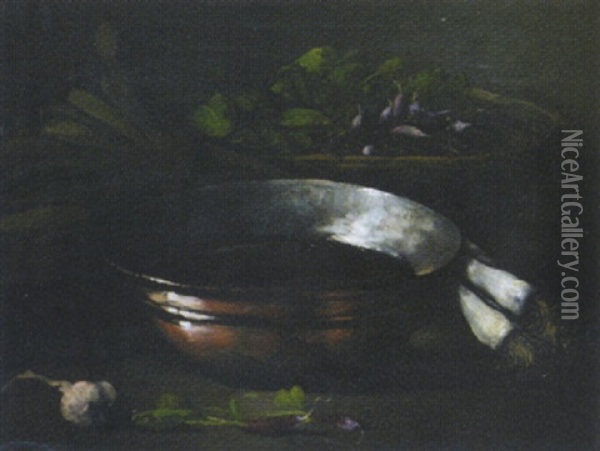 Nature Morte Aux Radis Oil Painting - Germain Theodore Ribot