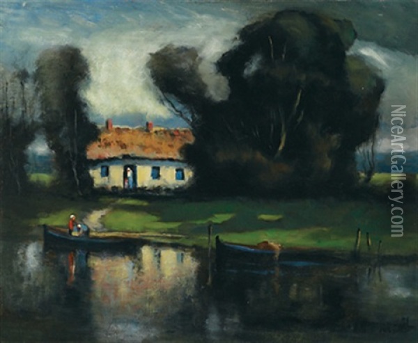 Willow Cottage Oil Painting - John A. Hammond