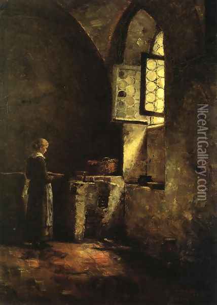 A Corner in the Old Kitchen of the Mittenheim Cloister Oil Painting - Theodore Clement Steele