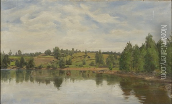Lake Landscape Oil Painting - Elias Muukka