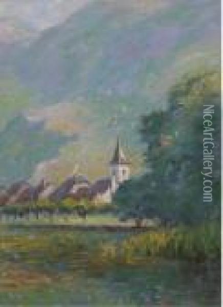 An Austrian Village Oil Painting - Wynford Dewhurst