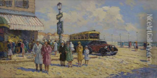 Rencontre A Deauville Oil Painting - Joseph I Heymans