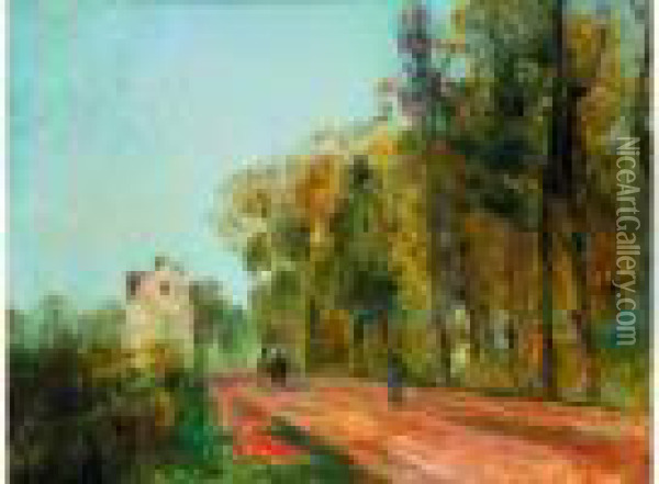 Route Aux Environs De Paris, Impression D'automne Oil Painting - Albert Lebourg