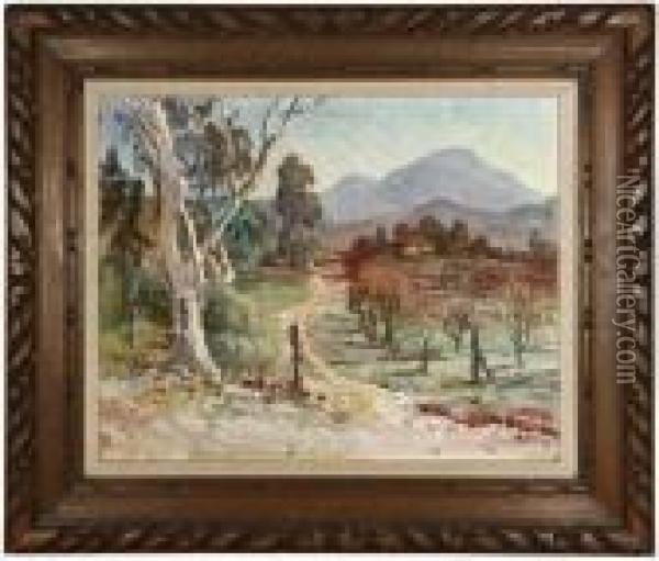 A Southern California Homestead Oil Painting - Charles Arthur Fries