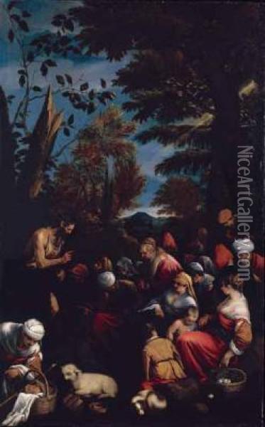 La Predica Del Battista Oil Painting - Jacopo Bassano (Jacopo da Ponte)