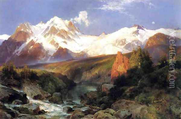 The Teton Range Oil Painting - Thomas Moran