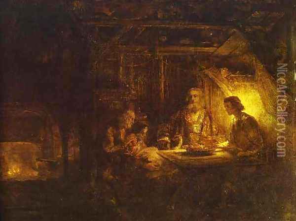 Philemon and Baucis Oil Painting - Rembrandt Van Rijn