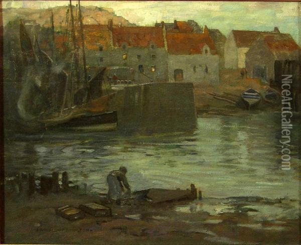 In The Harbour Oil Painting - James Whitelaw Hamilton