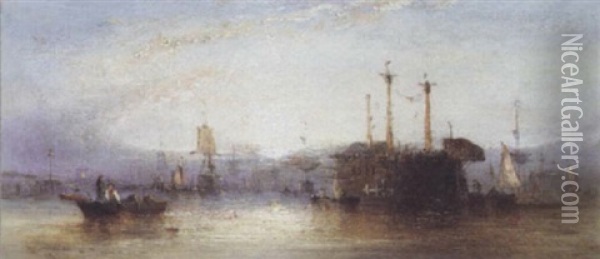 Shipping In Harbour Oil Painting - William Callcott Knell