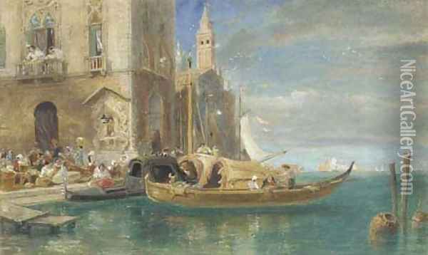 Venice, with Santa Maria della Salute in the distance Oil Painting - James Holland