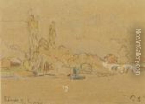 La Seine Pres De Sevres Oil Painting - Paul Signac