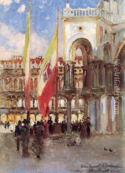 Piazza San Marco, Venice Oil Painting - Oliver Dennett Grover