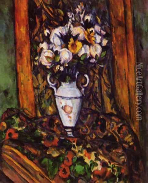Still life, vase with flowers Oil Painting - Paul Cezanne