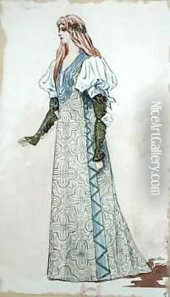 Desdemona Costume Design for the first performance of 'Otello' Oil Painting - Charles Bianchini