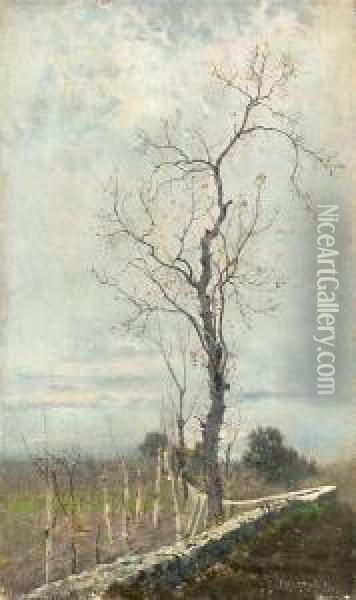 Landscape In Autumn Oil Painting - Edoardo Monteforte