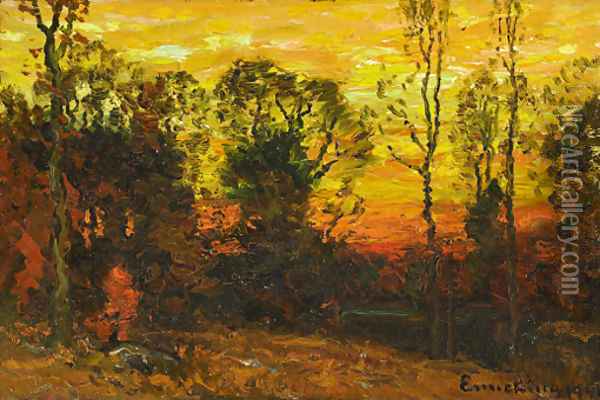 November Sunset Oil Painting - John Joseph Enneking