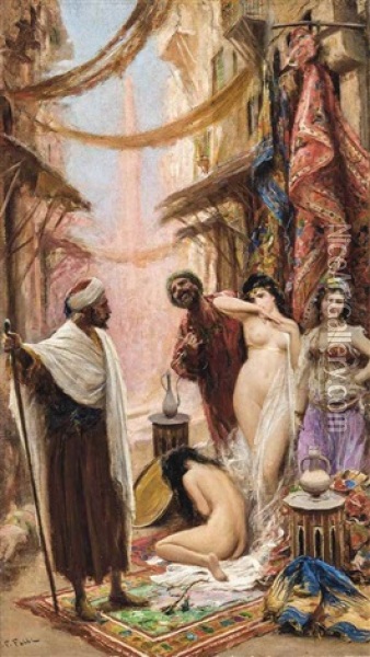 The Slave Market Oil Painting - Alberto Fabbi