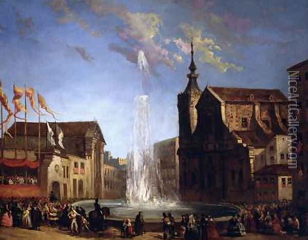 The Water Supply of Lozoya at the Fountain of the Calle de San Bernardo 1858 Oil Painting - Eugenio Lucas y Padilla
