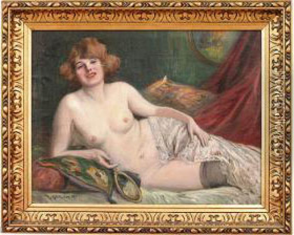Reclining Female Nude Oil Painting - Richard Geiger