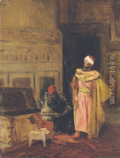 An Arab With His Servant Oil Painting - Ludwig Deutsch