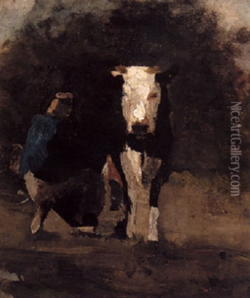 Milking Time Oil Painting - George Hendrik Breitner