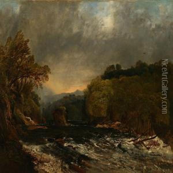 Scottish River Landscape Oil Painting - Horatio McCulloch