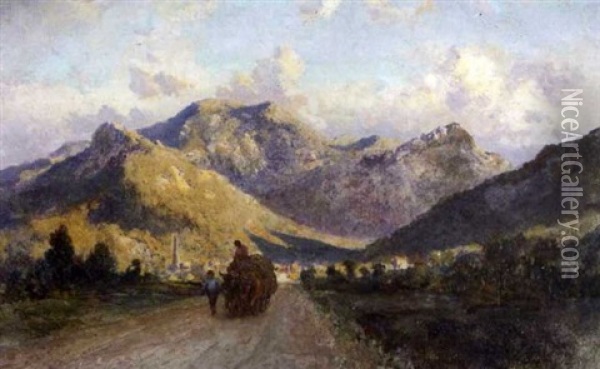 Sunset At Caressis, Piedmont, On The Road To Ceva Oil Painting - Richard Whatley West