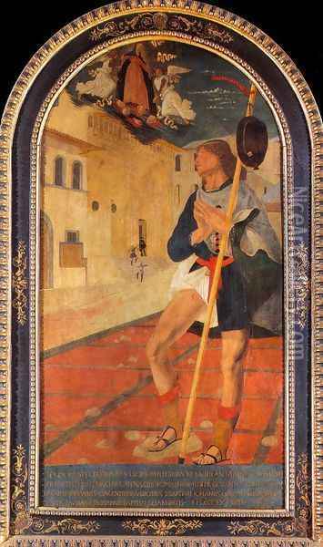 St Roch In Front Of The Fraternita Dei Laici In Arezzo Oil Painting - Bartolomeo Della Gatta