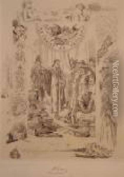 le Christ Au Vatican Oil Painting - Felicien Rops