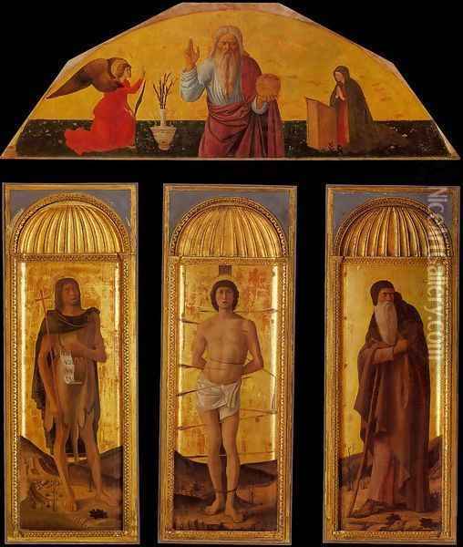 Triptych of St Sebastian Oil Painting - Jacopo Bellini