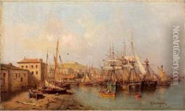 Un Port Oil Painting - Tony Francis De Bergue