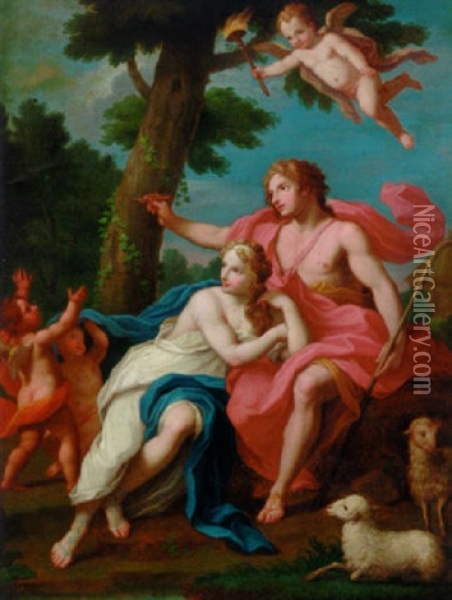 Angelica And Medoro Oil Painting - Jacopo Amigoni