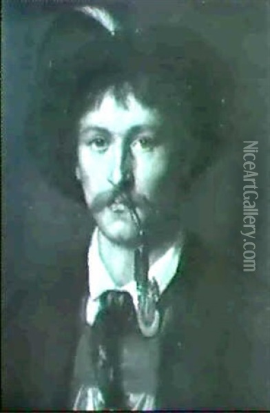 Sarntaler Bauer, Sein Rockele Rauchend Oil Painting - Franz Von Defregger