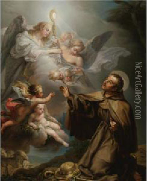 The Apparition Of The Eucharist To San Pascual Bailon Oil Painting - Vicente Lopez y Portana