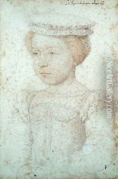 Elisabeth of France (1545-68) as a child Oil Painting - (studio of) Clouet